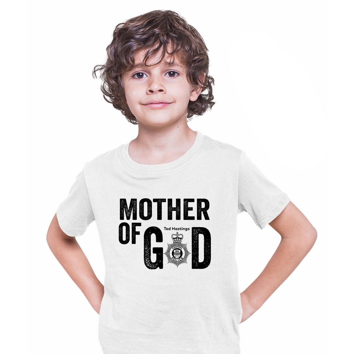 Mother-of-god Mother Of God Ted Hastings Of Duty AC-12 Police BBC TV series T-shirt for Kids - Kuzi Tees
