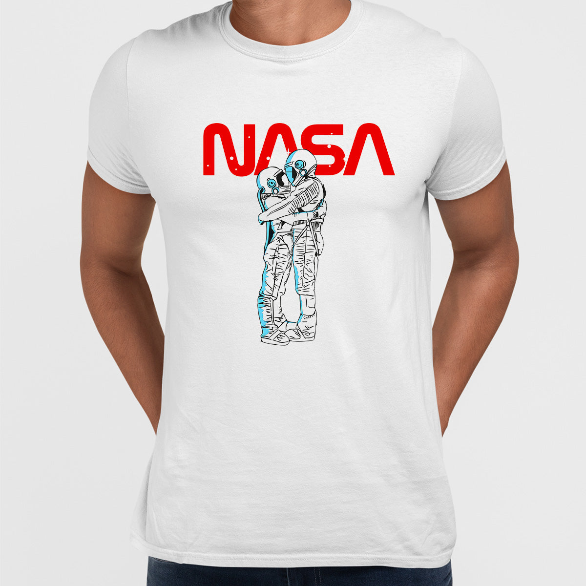 NASA Imagine Love Is In The Air Astronauts Floating in the Space T-Shirt - Kuzi Tees