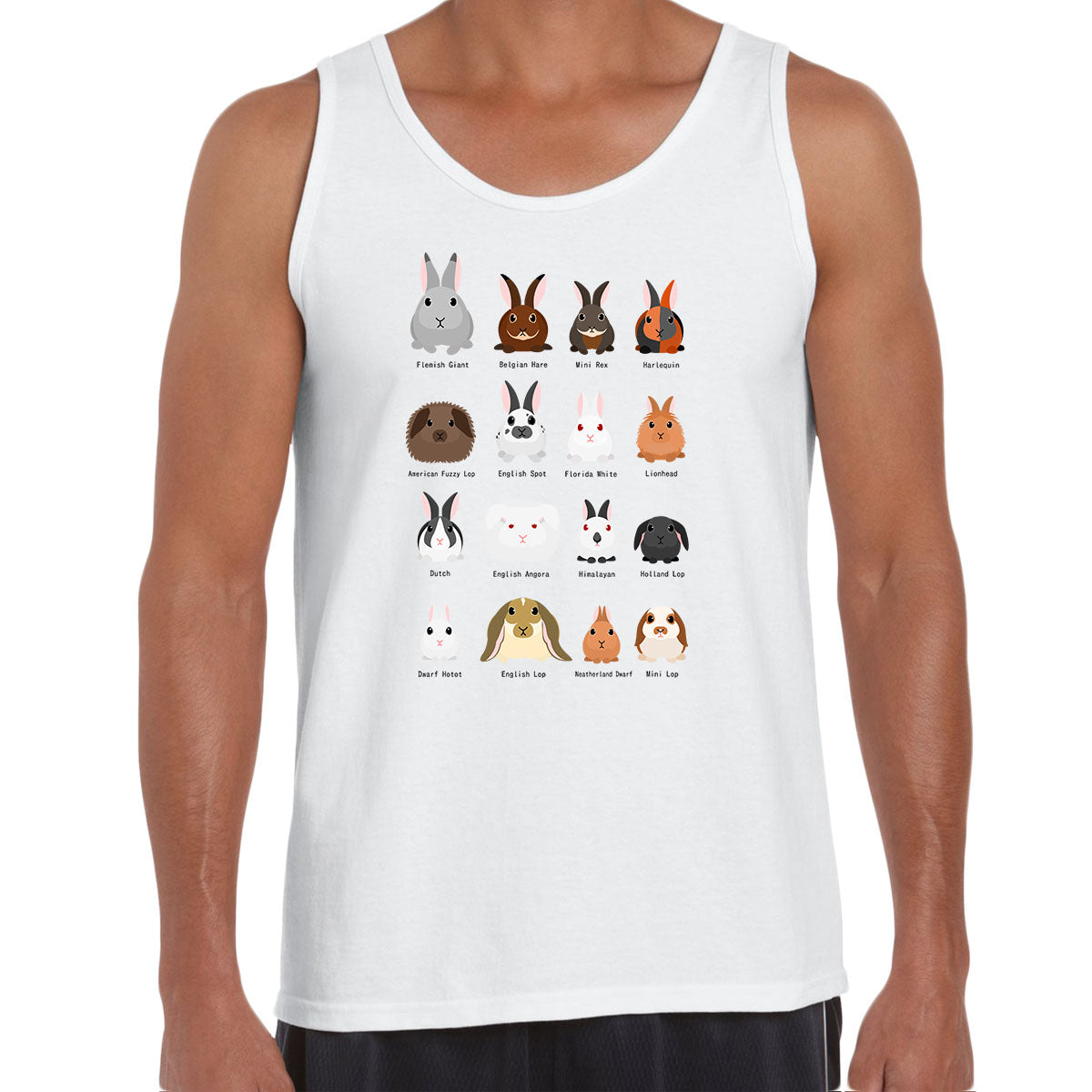 Rabbits breeds chart Typography Unisex Tank Top - Kuzi Tees