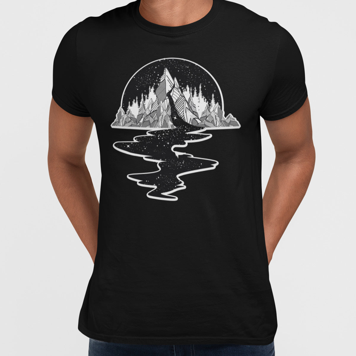 Old Skool River Full Of Stars Hipster Minimal and Abstract T-Shirt for Male & Female - Kuzi Tees