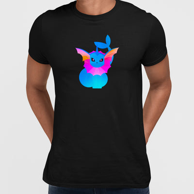 Vaporeon Bubble Jet Pokemon Go Generation One Crew Neck Black Tee - Kuzi Tees